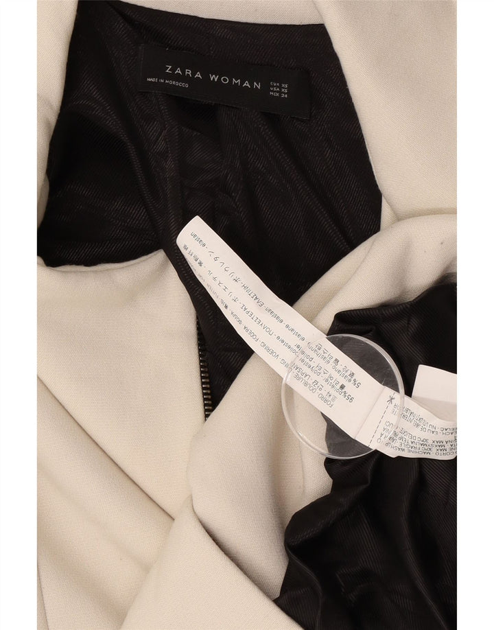 Zara Damen Mantel UK 6 XS Off White Polyester