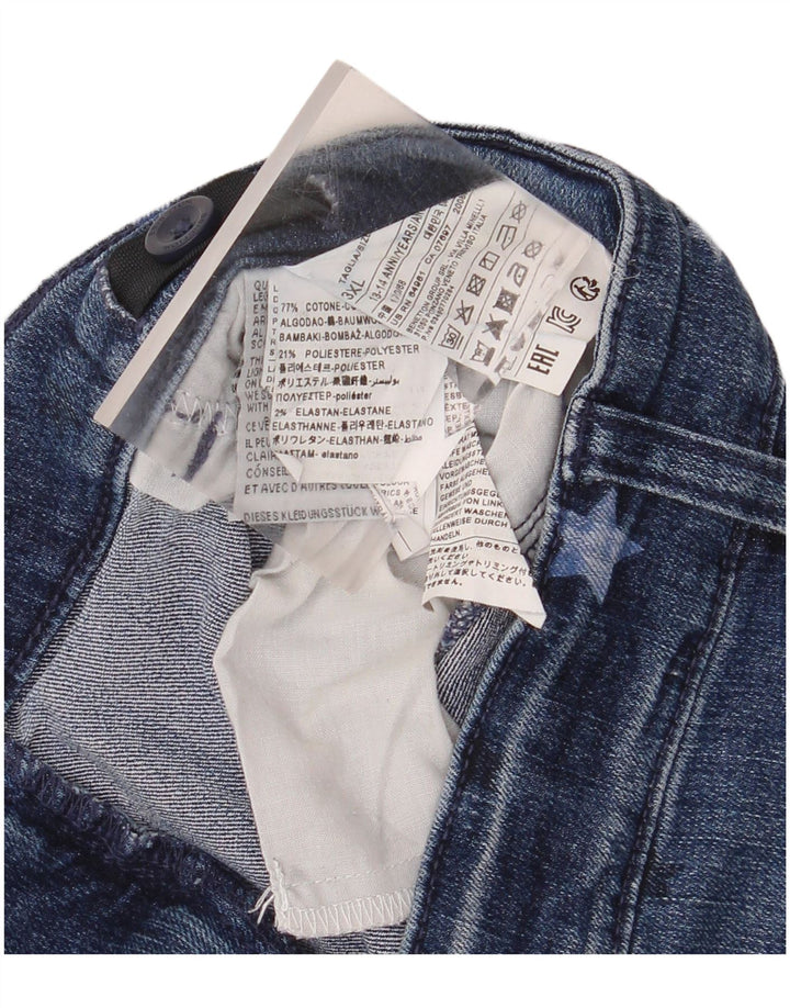 BENETTON Girls Abstract Pattern Denim Shorts 13-14 Years 3XL W32  Blue