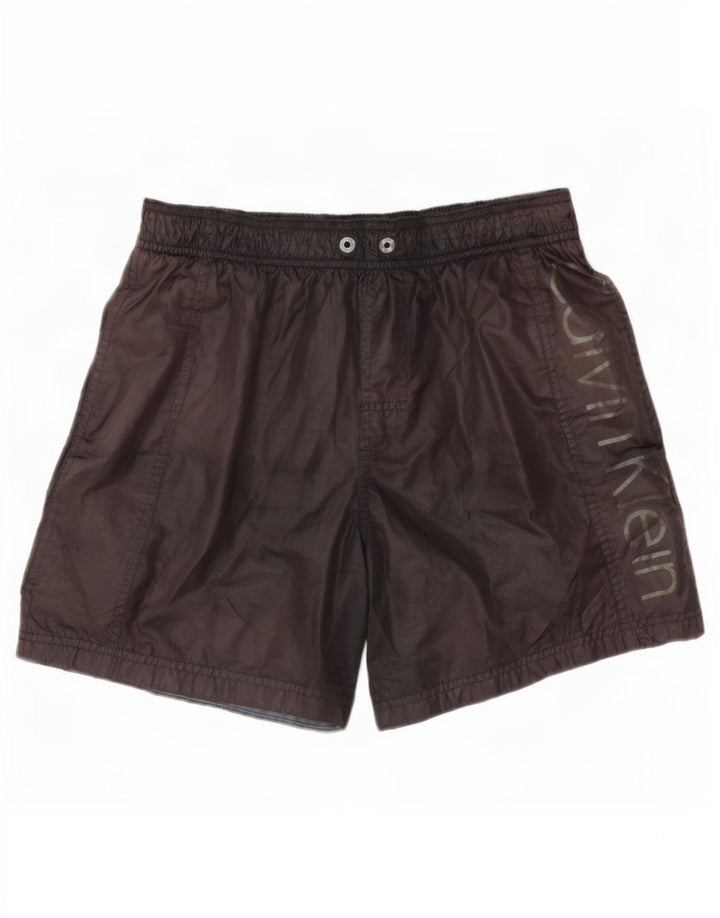 Calvin Klein Herren Badeshorts mit Grafik, Größe S, braun, Polyester