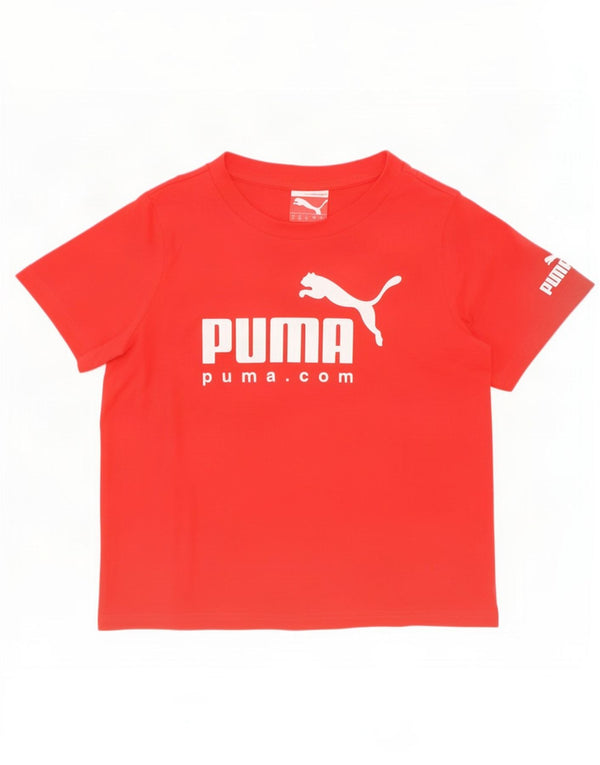 Puma Grafik-T-Shirt für Mädchen, 7–8 Jahre, rote Baumwolle