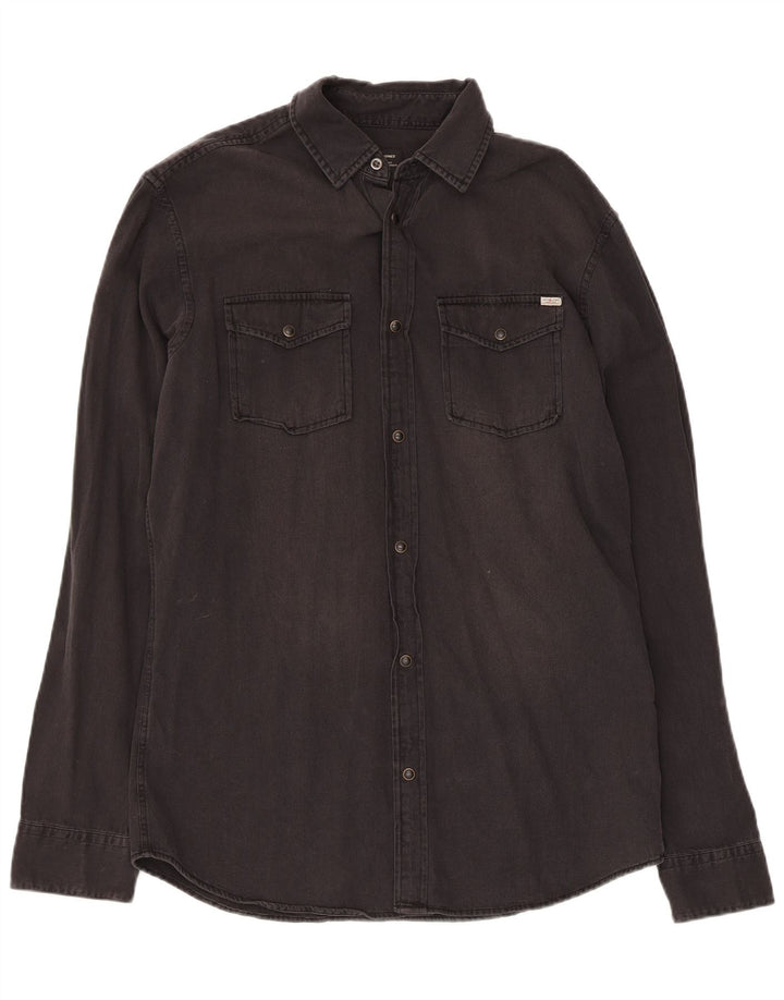 JACK & JONES Herren Jeanshemd mittelschwarze Baumwolle