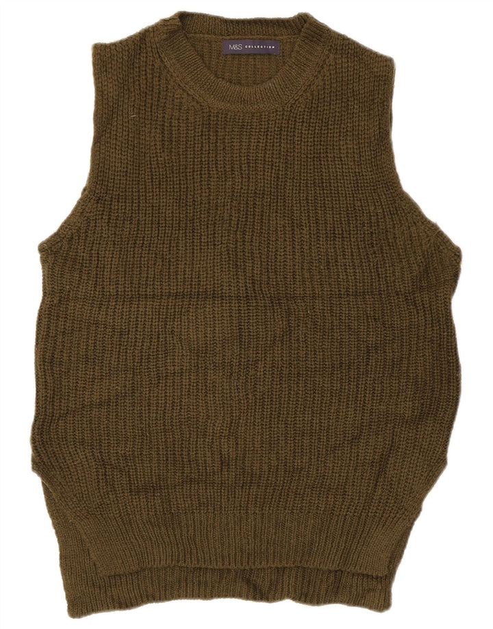 Marks & Spencer Damen Weste Tank Top UK 10 Small Khaki Acryl