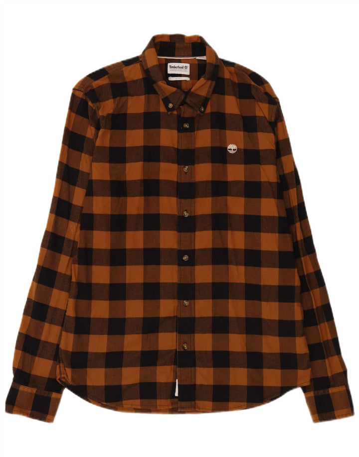 Timberland Slim Fit Flanellhemd für Herren aus mittelbraun karierter Baumwolle