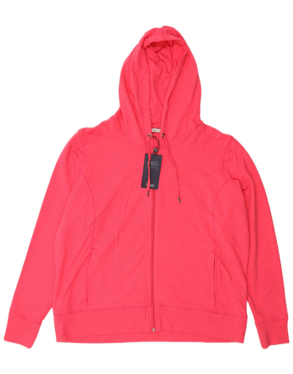 Marks & Spencer Damen-Kapuzenpullover mit Reißverschluss, UK 22 3XL, rosa Baumwolle