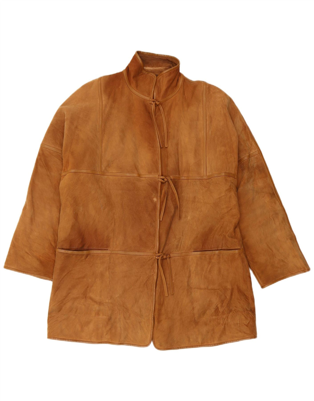 Vintage Damen Übergroße Lammfelljacke IT 46 Großes braunes Leder