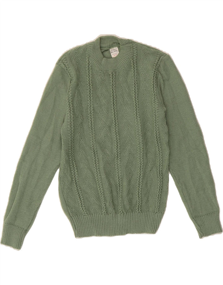 VINTAGE Womens Crop Turtle Neck Jumper Sweater IT 46/48 Large Green Vintage Vintage and Second-Hand Vintage from Messina Hembry 
