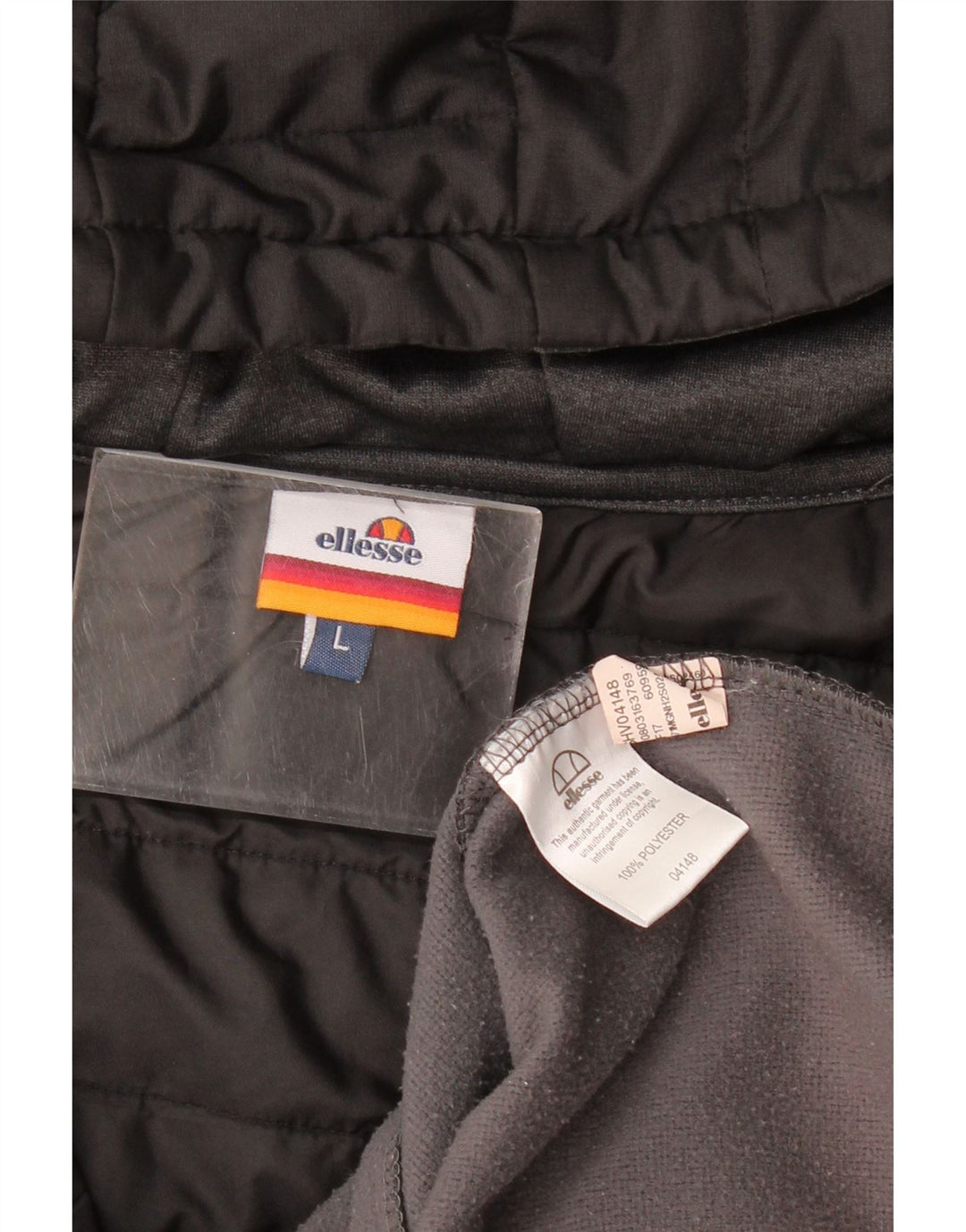Ellesse Herren-Kapuzenpullover mit Reißverschluss, groß, graues Farbblock-Polyester