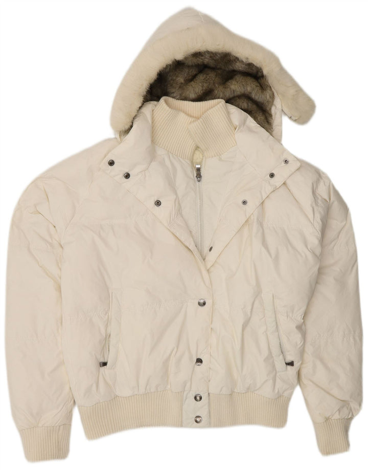 KOCCA Wattierte Damenjacke mit Kapuze, UK 16, XL, Weiß, Polyamid