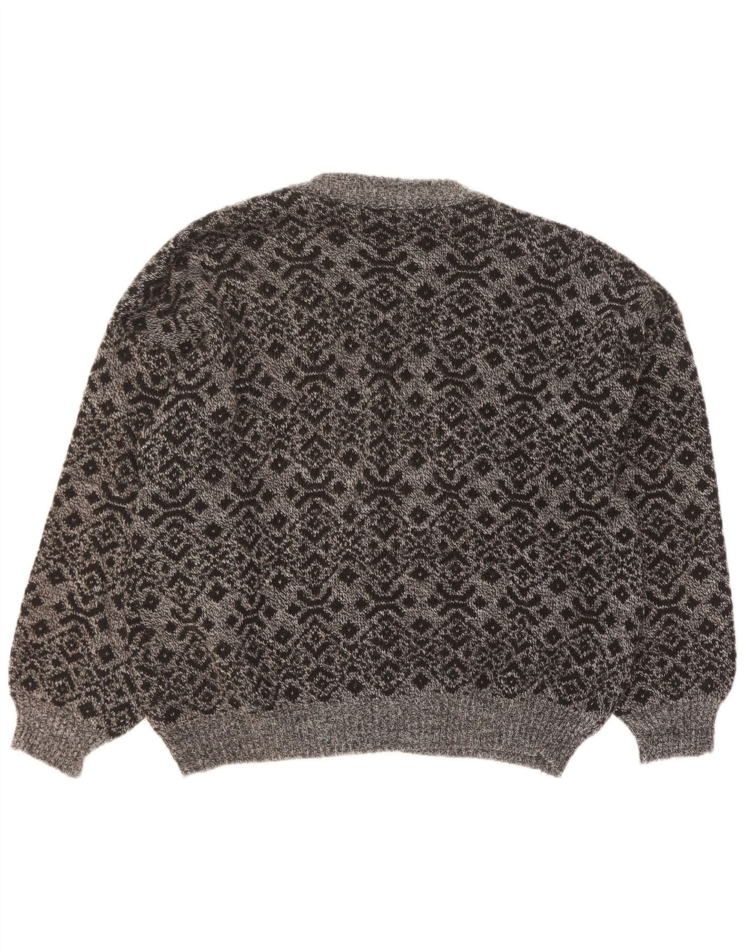 Vintage Herren Cardigan Pullover Groß Grau Geometrisch