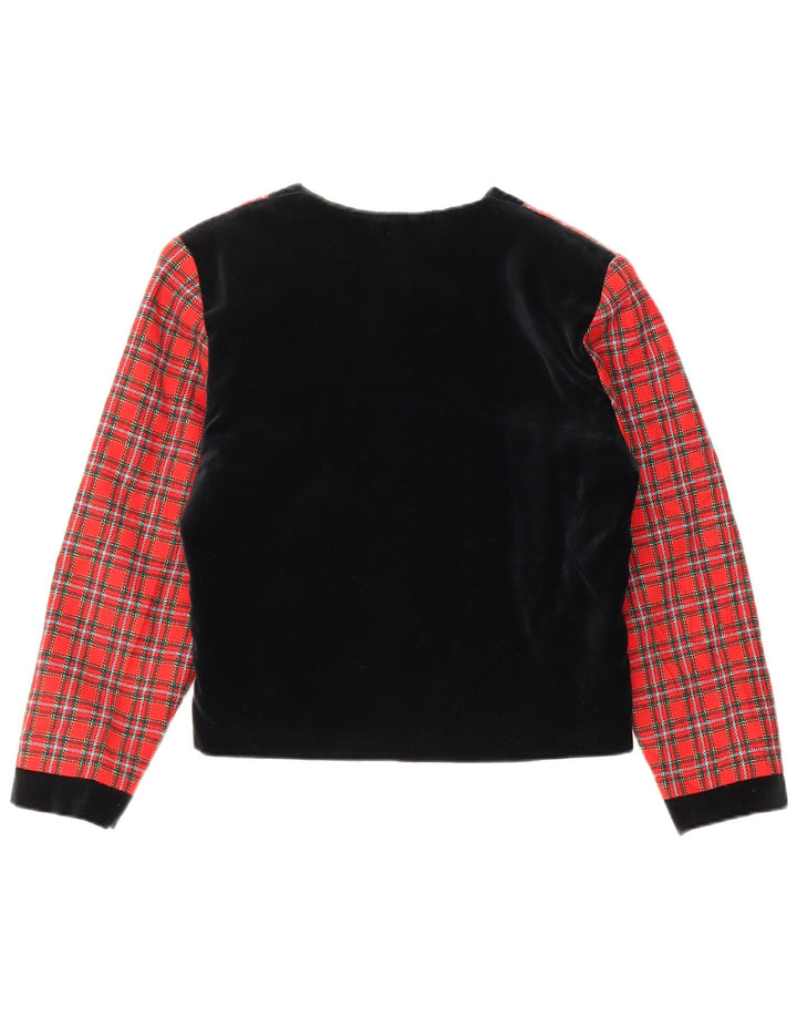 Vintage Damen Crop Bomberjacke IT 40 Kleine rot karierte Wolle