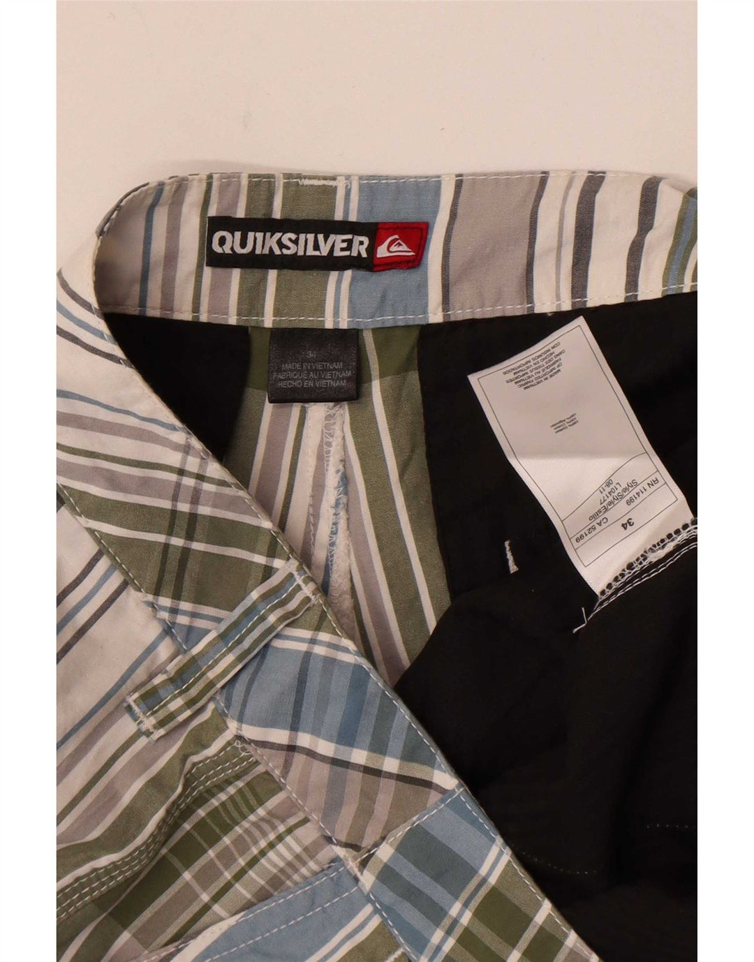 Quiksilver Herren-Chinoshorts W34, große, mehrfarbig karierte Baumwolle