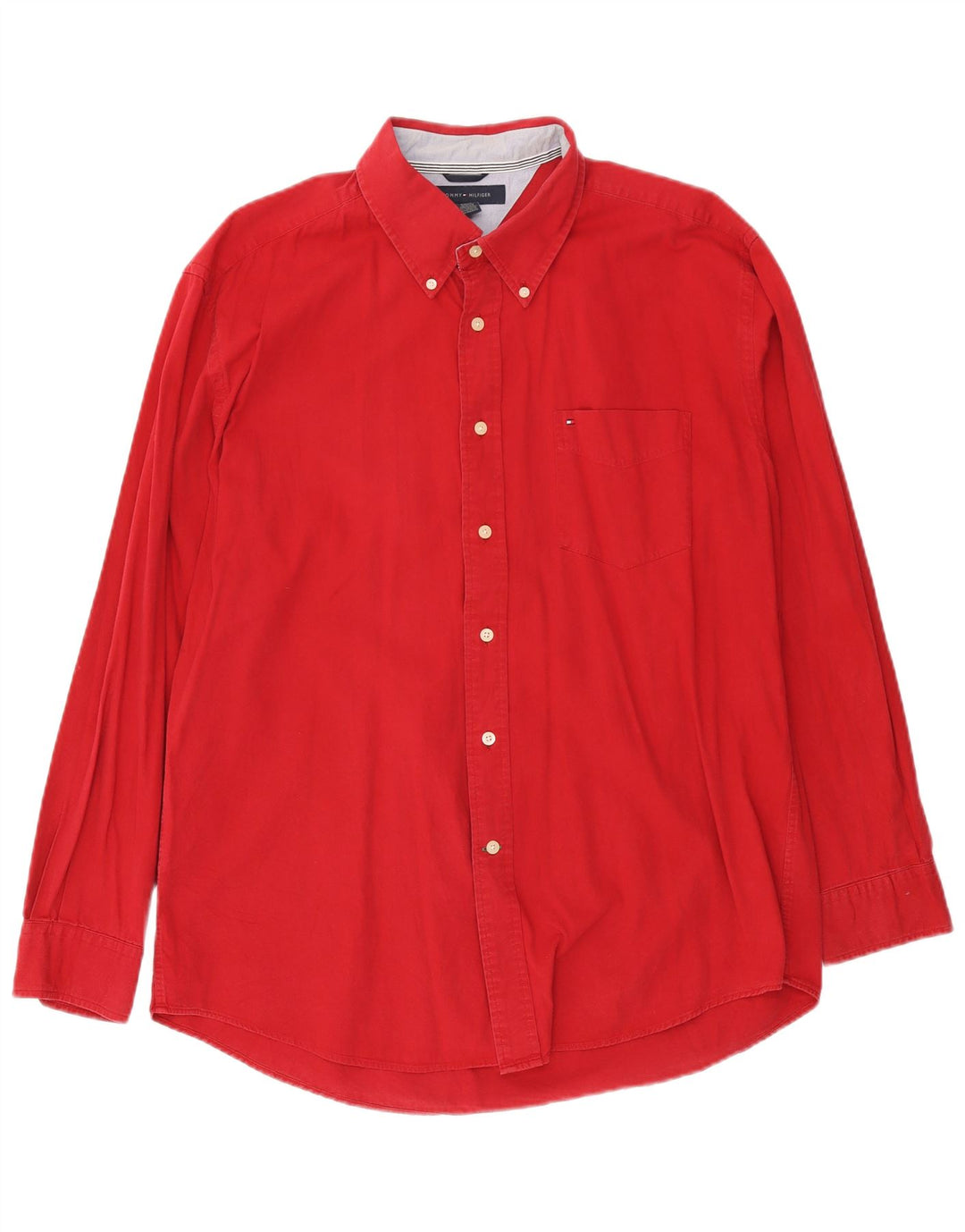 Tommy Hilfiger Herrenhemd XL, rote Baumwolle