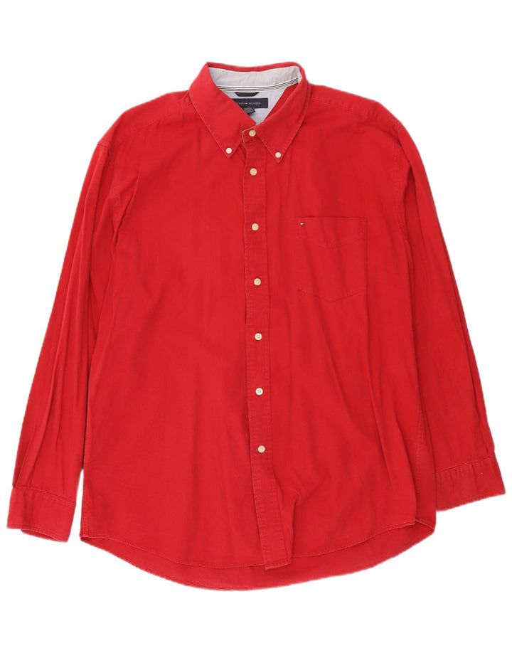 Tommy Hilfiger Herrenhemd XL, rote Baumwolle