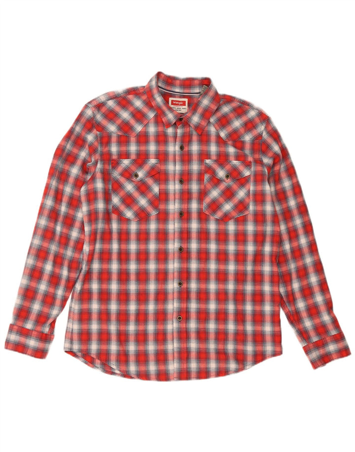 Wrangler Herren-Flanellhemd, groß, rot kariert, Baumwolle