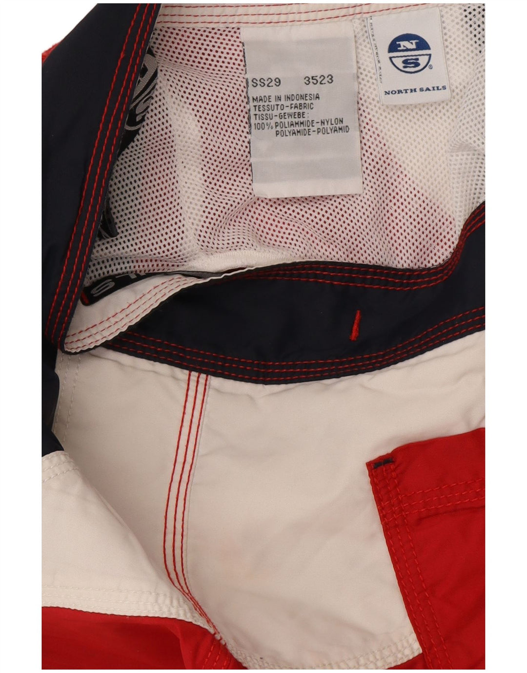 North Sails Herren-Badeshorts mit Grafik, Größe S, Rot, Colourblock-Polyamid