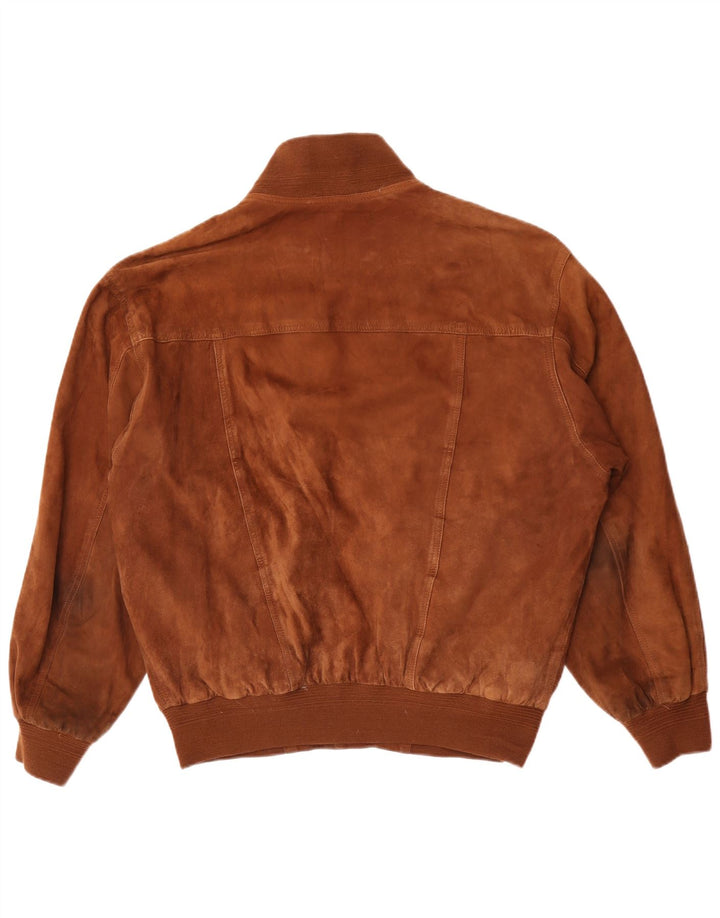 Essebi Herren-Bomberjacke aus Wildleder mit lockerer Passform, EU 46, kleines braunes Leder