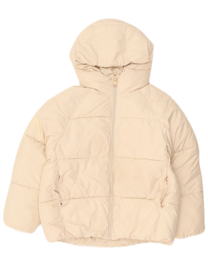 Zara Wattierte Jacke mit Kapuze für Mädchen, 11–12 Jahre, beige, Polyester