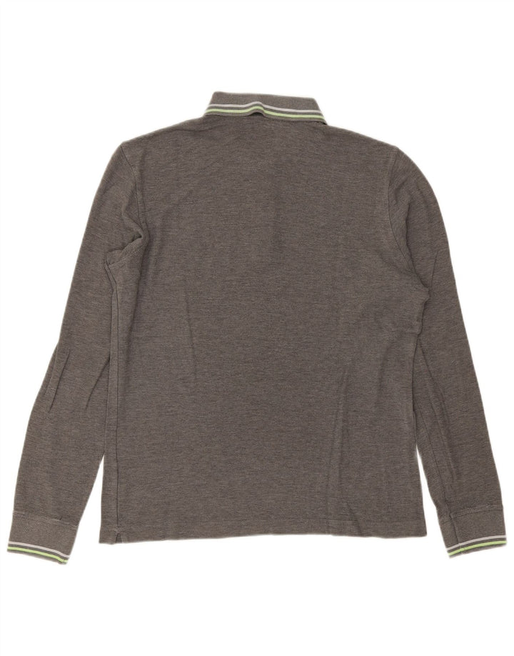 Lotto Herren-Langarm-Poloshirt, klein, grau gestreift