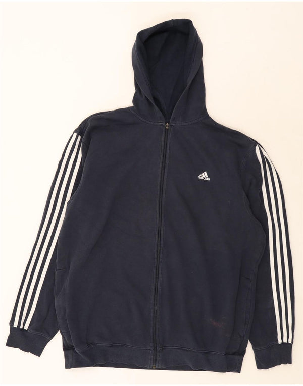 Adidas Herren Zip Hoodie Pullover XL Marineblau Colourblock Baumwolle