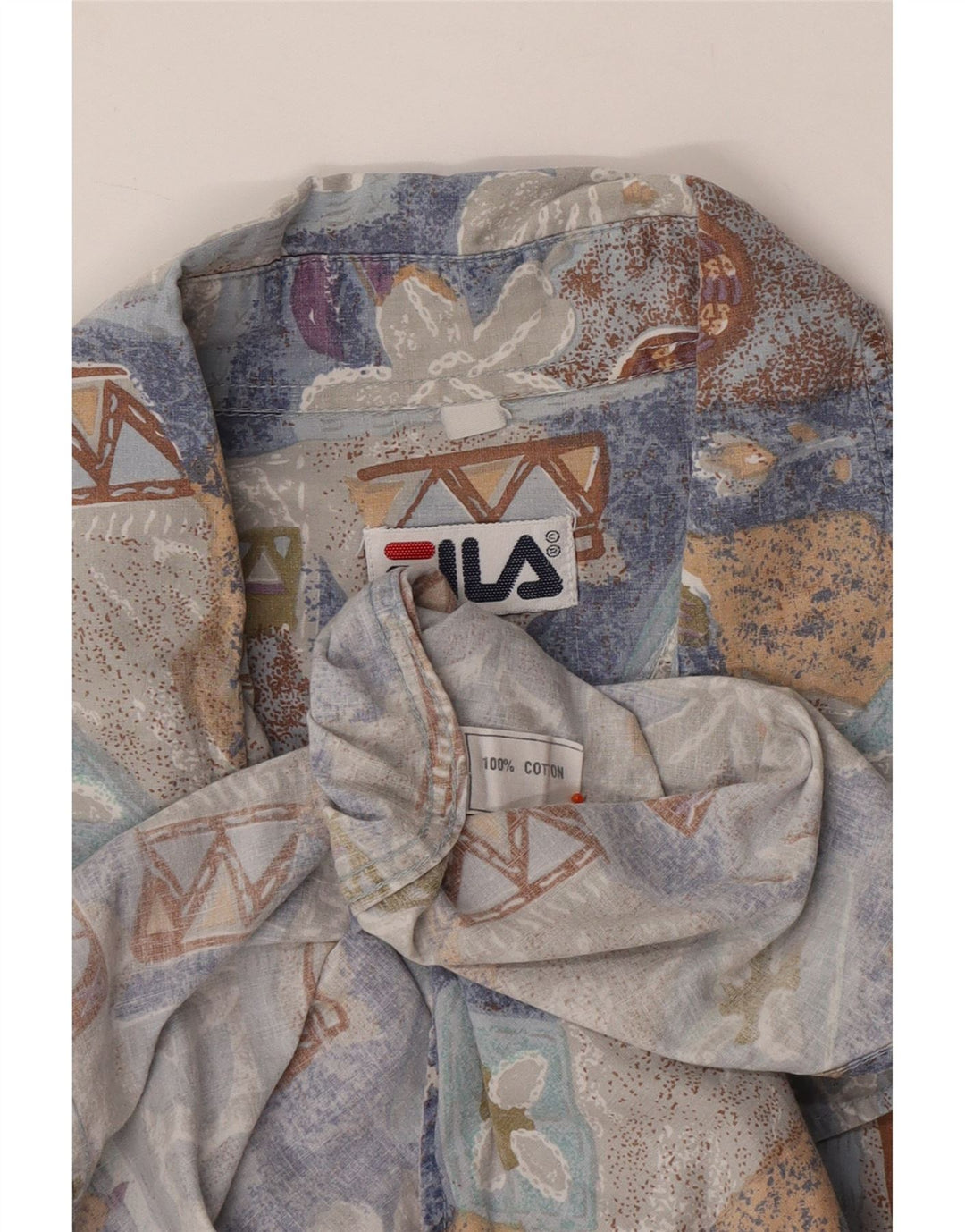 FILA Herren-Kurzarmhemd 2XL aus mehrfarbiger Blumen-Baumwolle