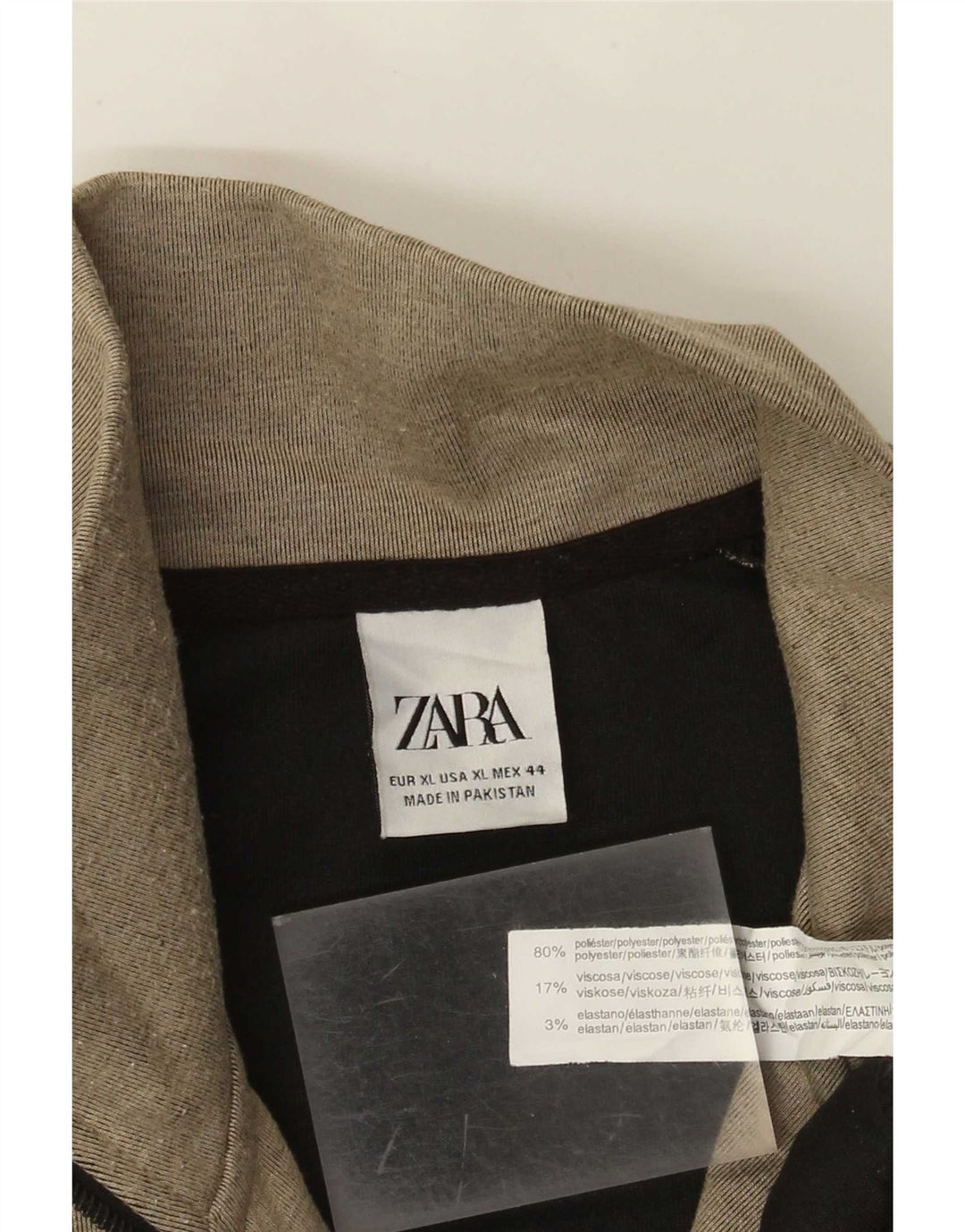 Zara Herren-Trainingsanzug-Oberteil, Jacke, XL, grün geflecktes Polyester