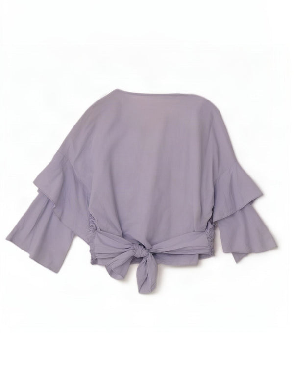 Zara Damen Wickelbluse mit 3/4-Ärmeln, Gr. 10, Blau