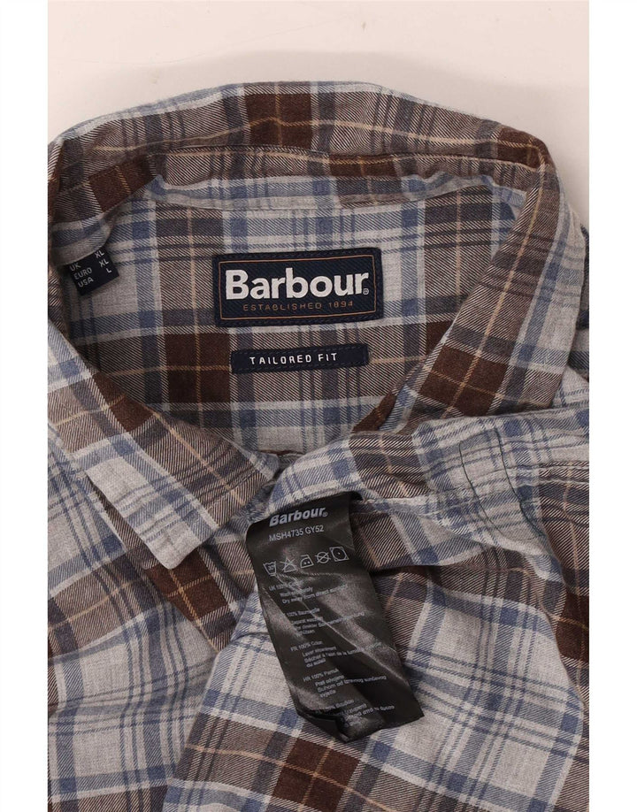 Barbour Tailored Fit Flanellhemd für Herren, XL, grau kariert, Baumwolle