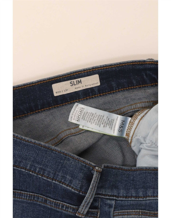 Marks & Spencer Herren Slim Jeans W34 L31 Blaue Baumwolle