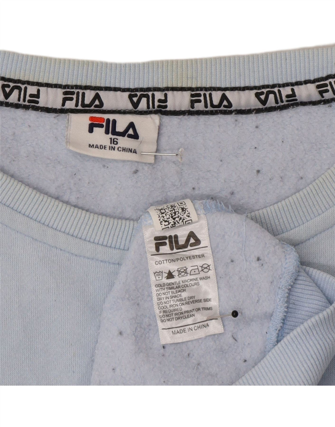 Fila Damen-Sweatshirt mit übergroßem, bauchfreiem Grafikmuster, UK 16, Größe L, Blau