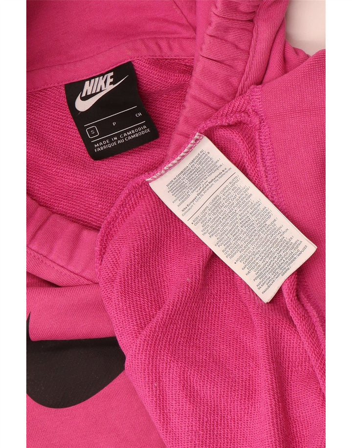 Nike Womens Graphic Oversized Hoodie Pullover UK 10 Small Rosa Baumwolle