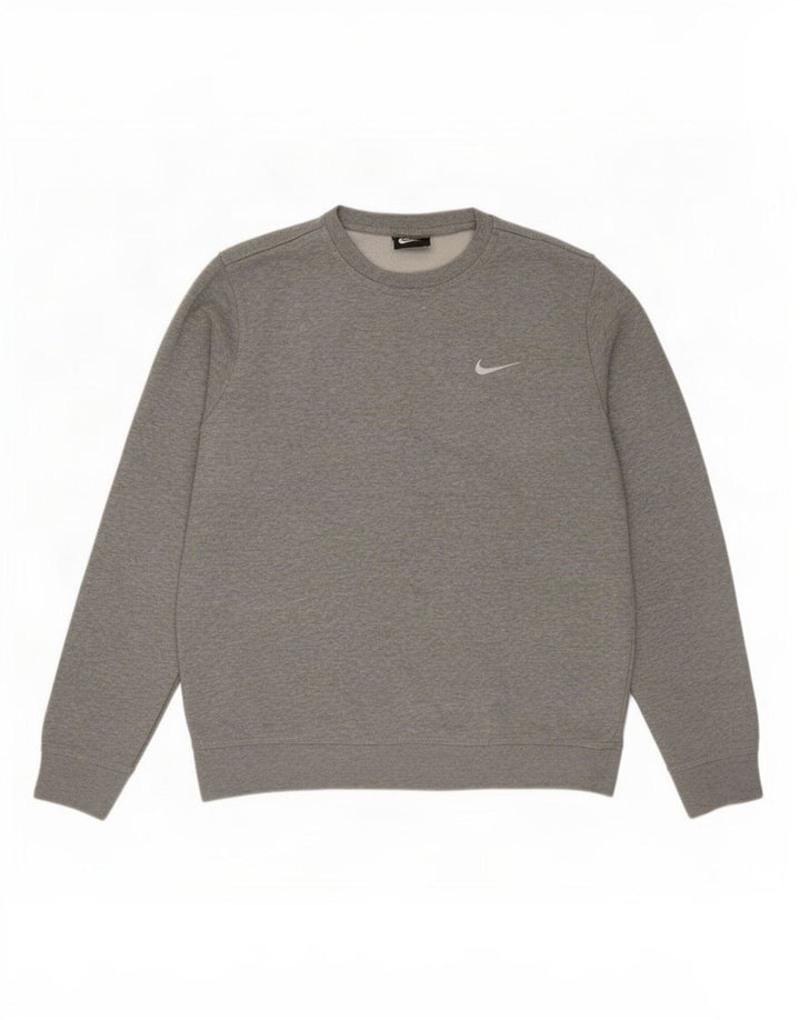 Nike Herren-Sweatshirt-Pullover aus mittelgrau gefleckter Baumwolle