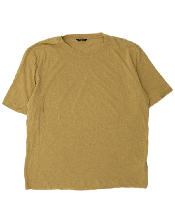 Massimo Dutti Damen T-Shirt Top UK 20 2XL Gelbes Leinen