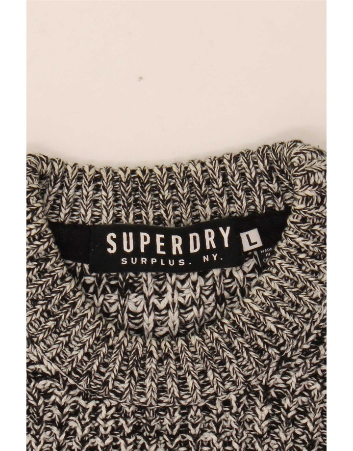 Superdry Herren-Pullover mit Rundhalsausschnitt, groß, grau meliert