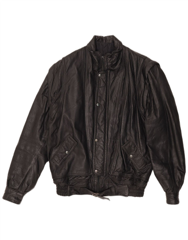 Vintage Herren Lederjacke UK 40 Großes schwarzes Leder