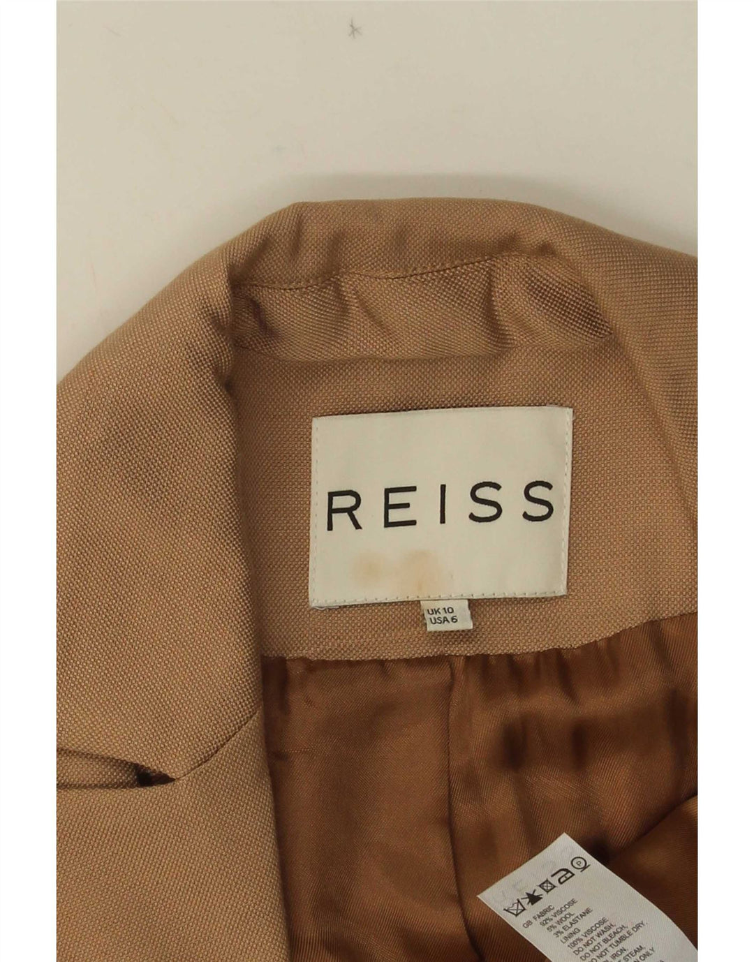 Reiss Damen 1-Knopf-Blazerjacke UK 10 Small Beige Viskose