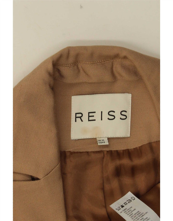 Reiss Damen 1-Knopf-Blazerjacke UK 10 Small Beige Viskose