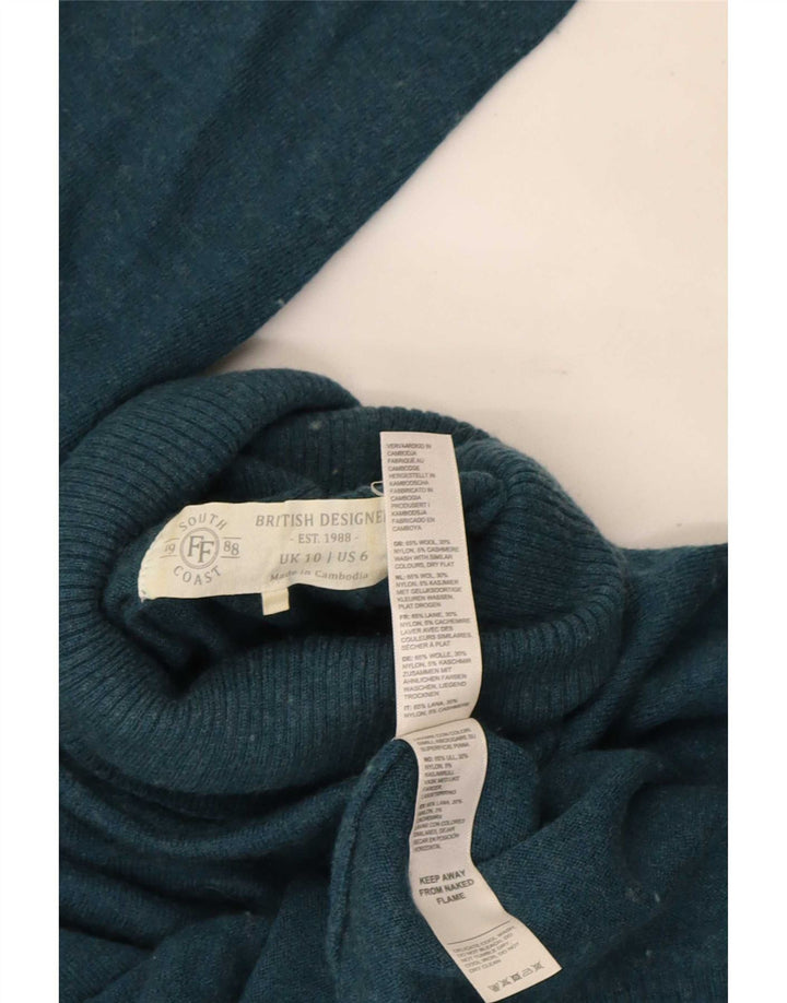Fat Face Rollkragenpullover für Damen, Größe S, UK 10, aus blauer Wolle