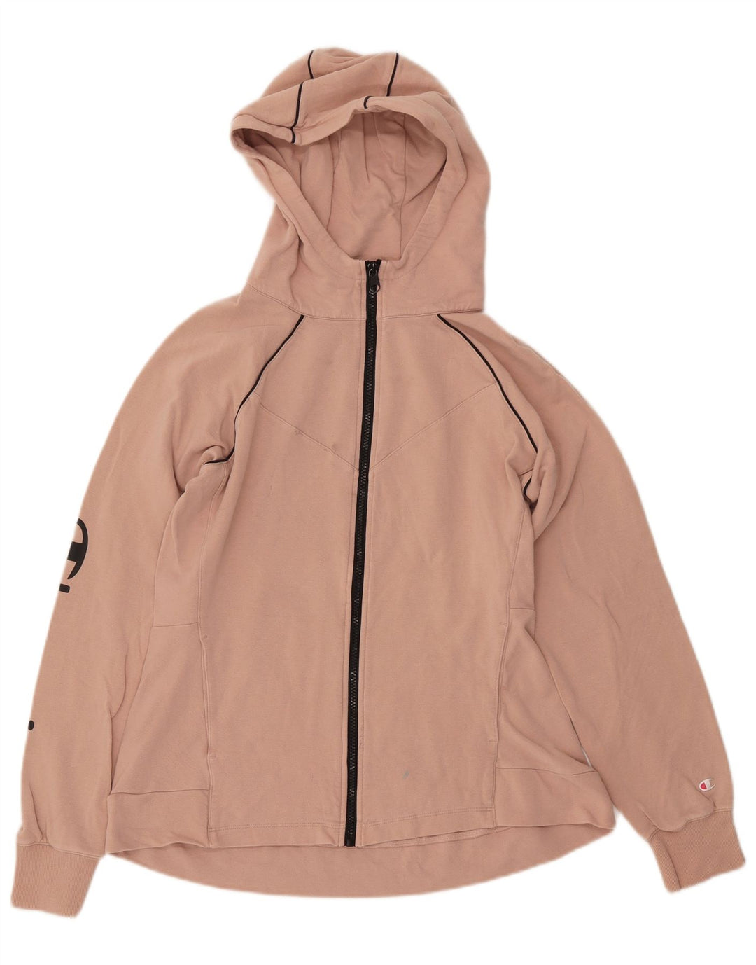 CHAMPION Womens Graphic Zip Hoodie Pullover UK 18 XL Pink