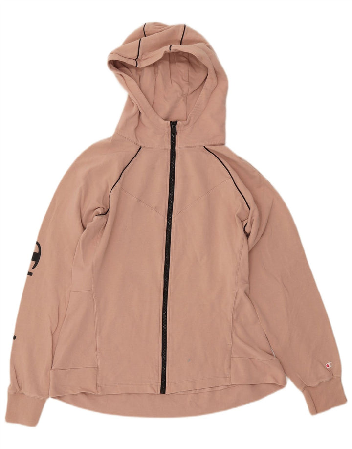 CHAMPION Womens Graphic Zip Hoodie Pullover UK 18 XL Pink