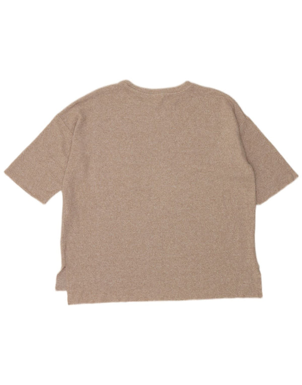 Zara Damen Trafaluc Übergroßes T-Shirt-Oberteil UK 14 Medium Beige Flecked