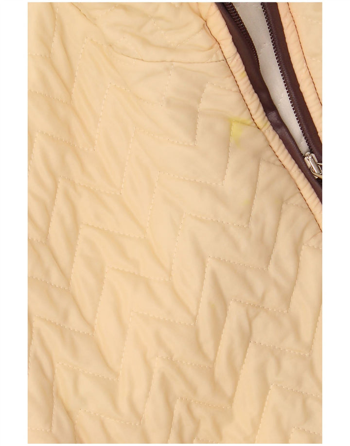 VINTAGE Damen Bomberjacke UK 16 Large Beige Polyester