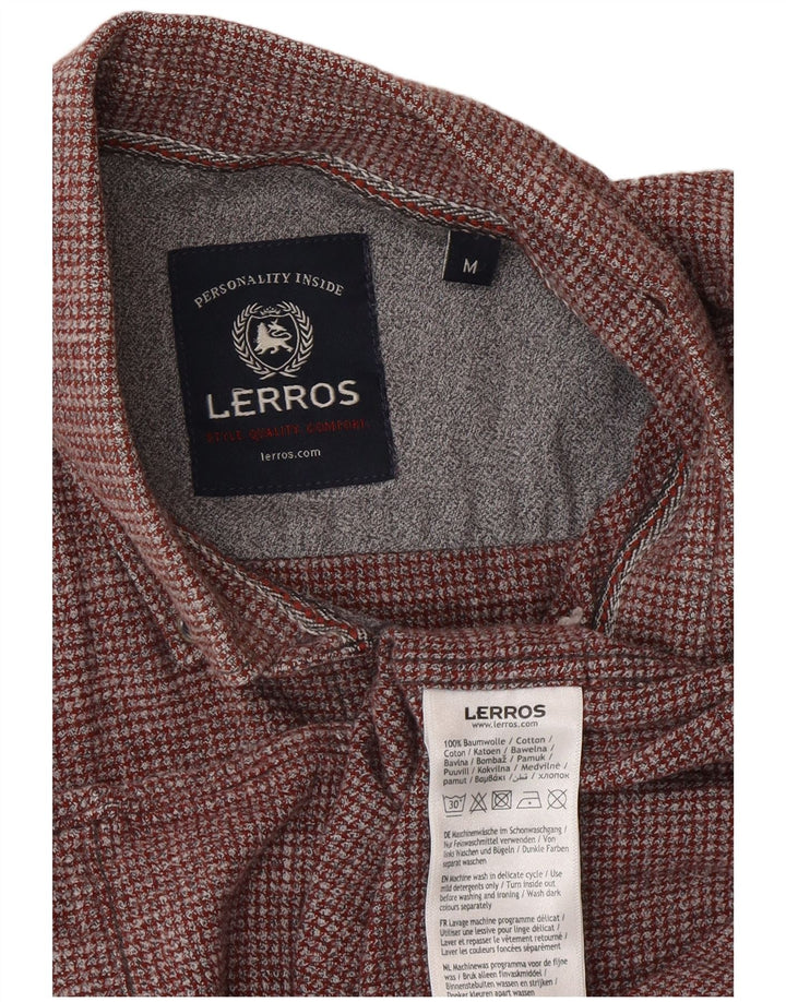 Lerros Herren-Hemd mit klassischer Passform, Mittelbordeauxrot, kariert, Baumwolle