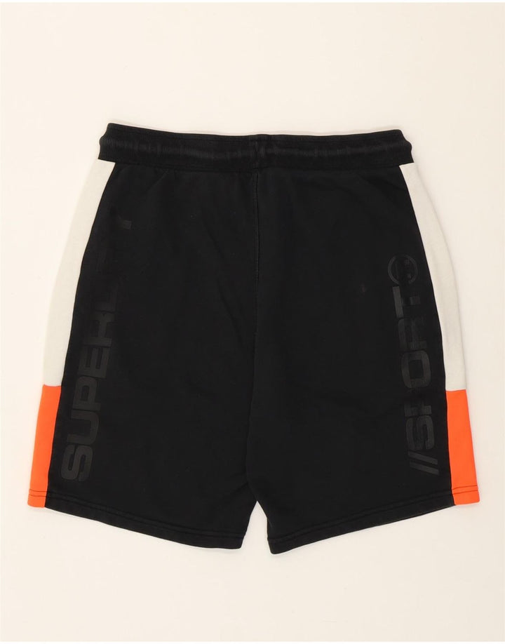 SUPERDRY Herren-Sportshorts mit Grafik, groß, schwarze Farbblock-Baumwolle