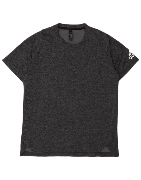 Adidas Mens Graphic T-Shirt Top Medium Grey Flecked Polyester
