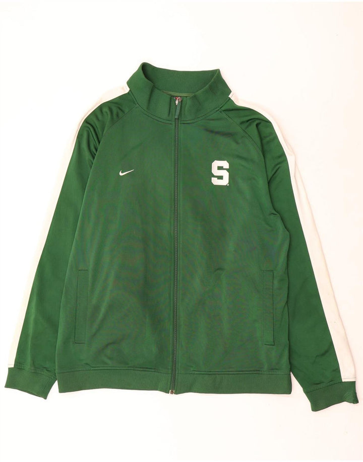 Nike Herren-Trainingsanzugoberteil, Jacke, 2XL, grünes Colourblock-Polyester