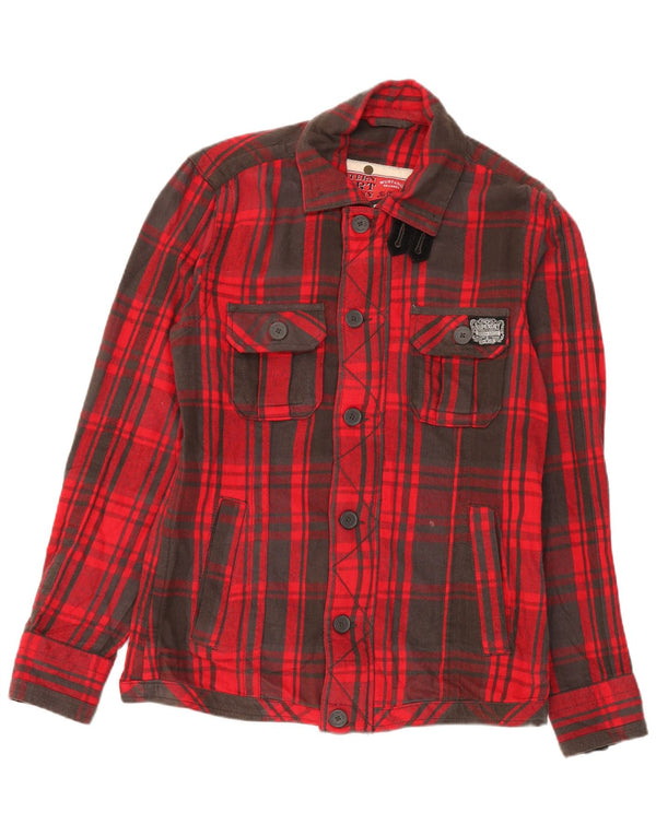 Superdry Herren Utility-Jacke UK 42 XL rot karierte Baumwolle