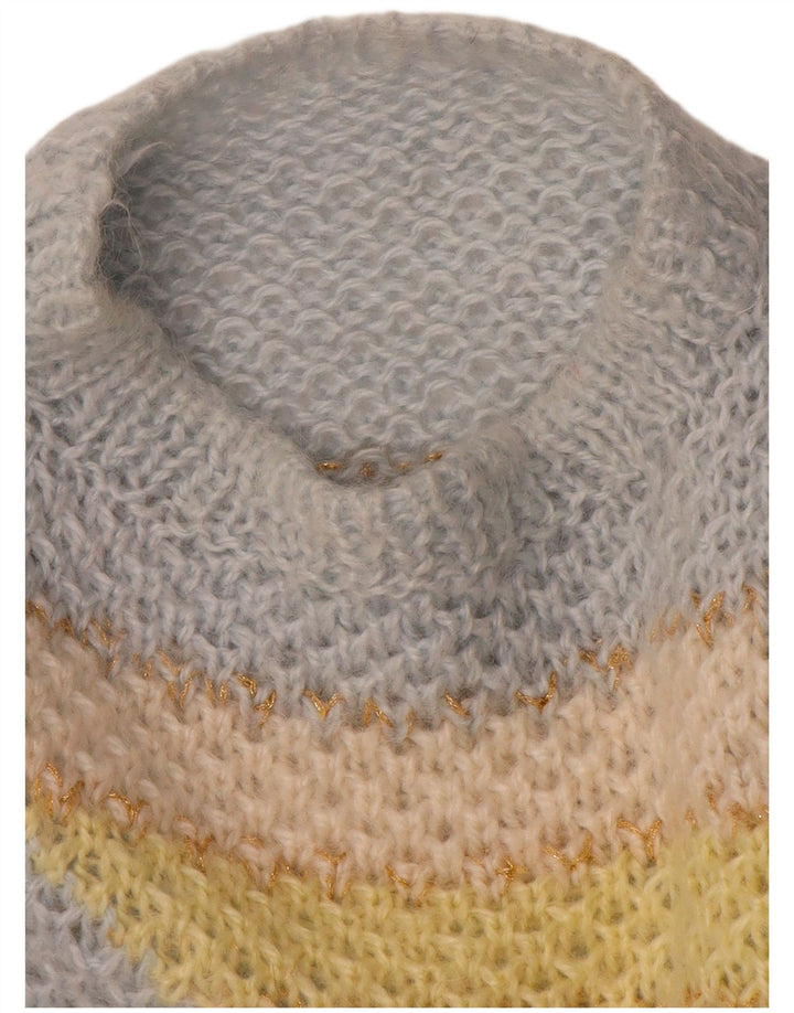 Vintage Damen Pullover mit Rundhalsausschnitt, Gr. 16, groß, blau, Farbblock