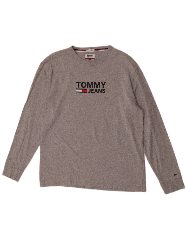 Tommy Hilfiger Herren-Oberteil mit normaler Passform, langärmlig, mittelgraue Baumwolle