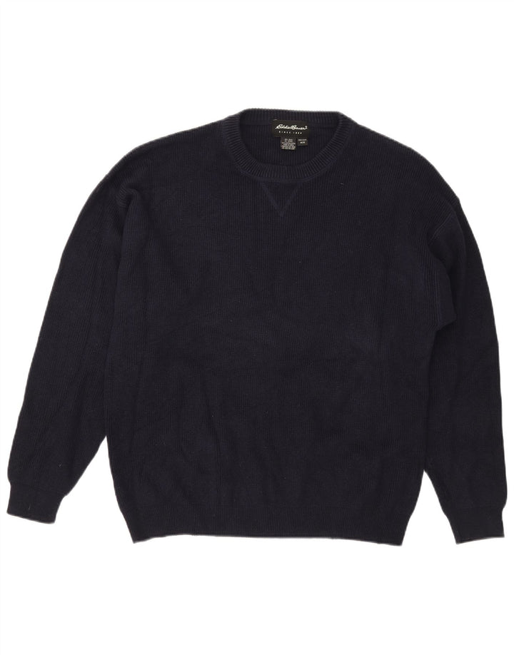 Eddie Bauer Herren-Pullover mit Rundhalsausschnitt, mittelmarineblaue Baumwolle