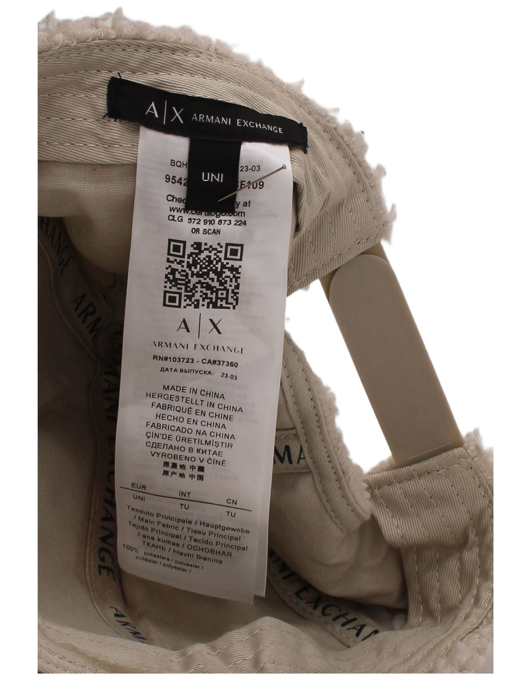Armani Exchange Herren-Fleece-Baseballkappe, Einheitsgröße, cremefarbenes Polyester